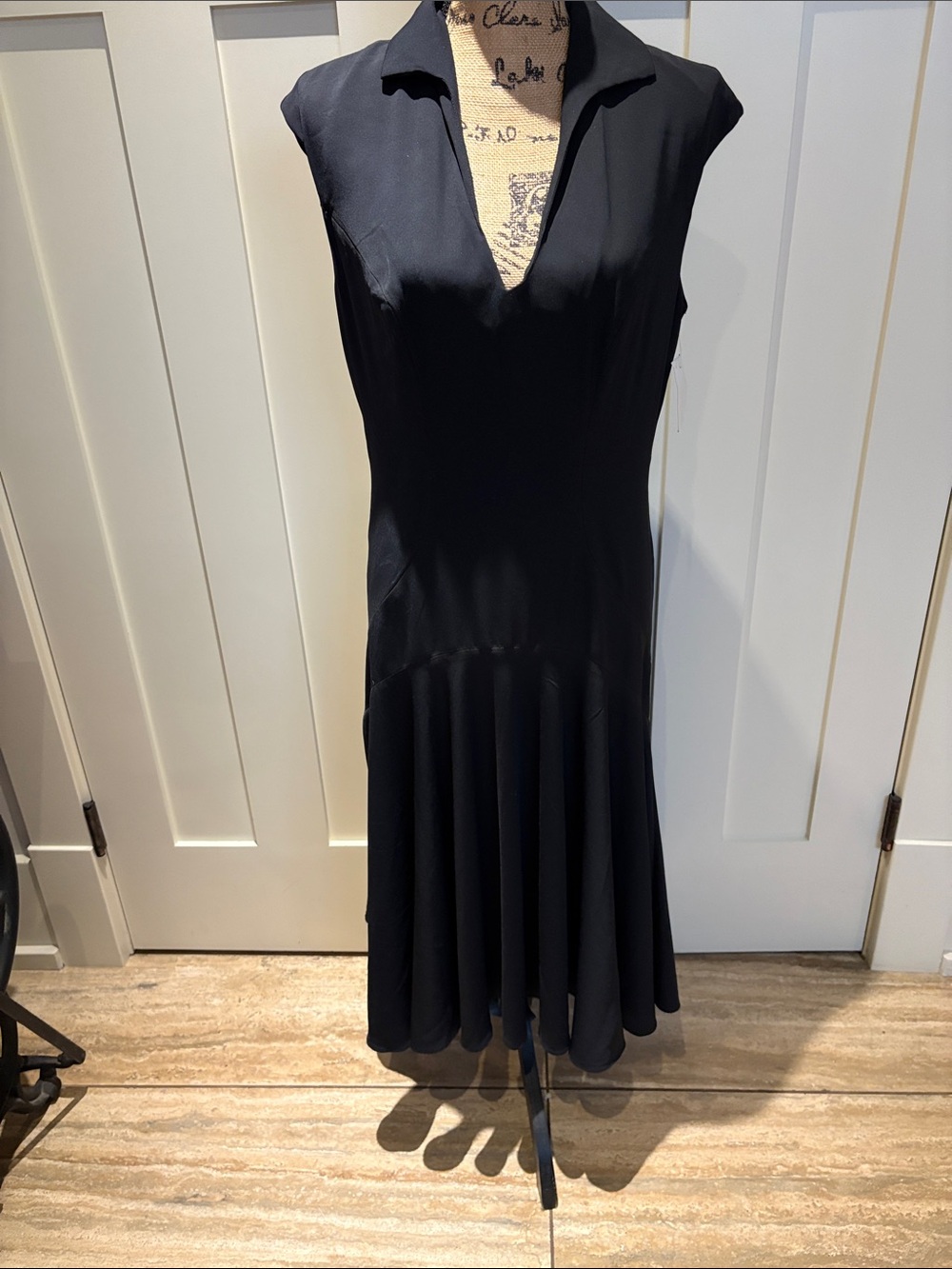 Women's Black V-Neck Fit & Flare Dress